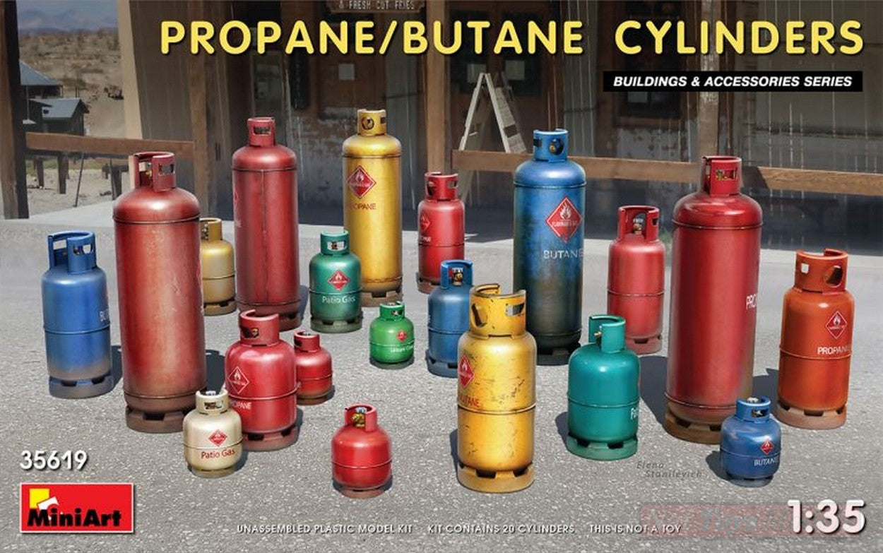 KIT À ASSEMBLER À L'ÉCHELLE COMPATIBLE AVEC LES BOUTEILLES DE PROPANE-BUTANE KIT 1:35 MINIART MIN35619
