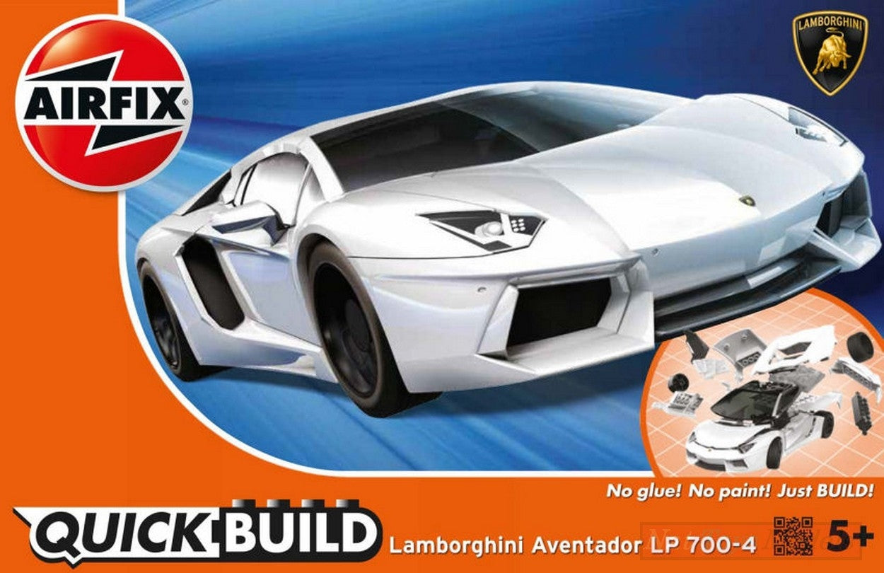 KIT D'ASSEMBLAGE D'ÉCHELLE COMPATIBLE AVEC LAMBORGHINI AVENTADOR WHITE AIRFIX J6019 À CONSTRUCTION RAPIDE