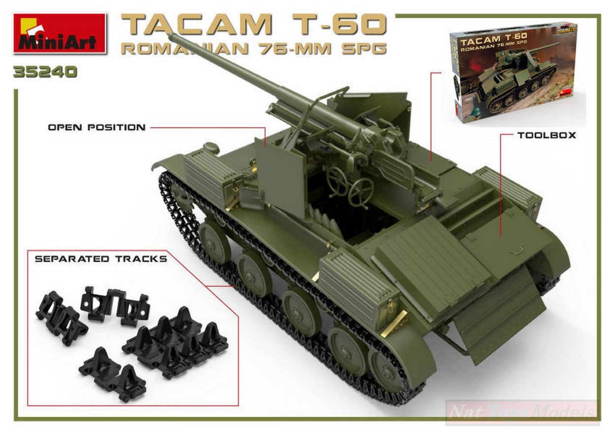 KIT DE MONTAGE À L'ÉCHELLE COMPATIBLE AVEC LE KIT INTÉRIEUR ROUMAIN 76 mm SPG TACAM T-60 1:35 MINIART MIN35240