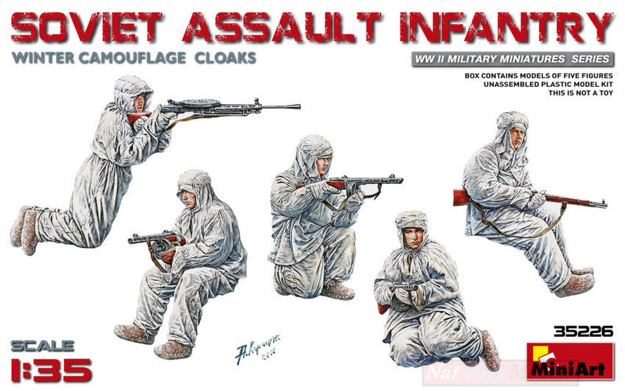 KIT D'ASSEMBLAGE À L'ÉCHELLE COMPATIBLE AVEC LE KIT DE CAPES DE CAMOUFLAGE D'HIVER D'INFANTERIE D'ASSAUT SOVIÉTIQUE 1:35 MINIART MIN35226