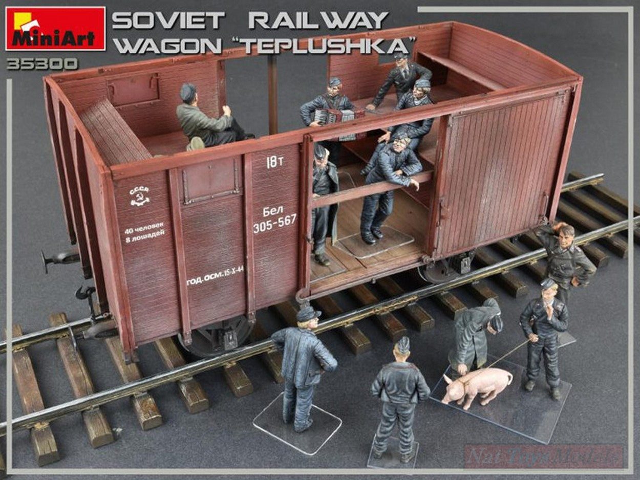 KIT D'ASSEMBLAGE À L'ÉCHELLE COMPATIBLE AVEC LE WAGON FERROVIAIRE SOVIÉTIQUE TEPLUSHKA KIT 1:35 MINIART MIN35300