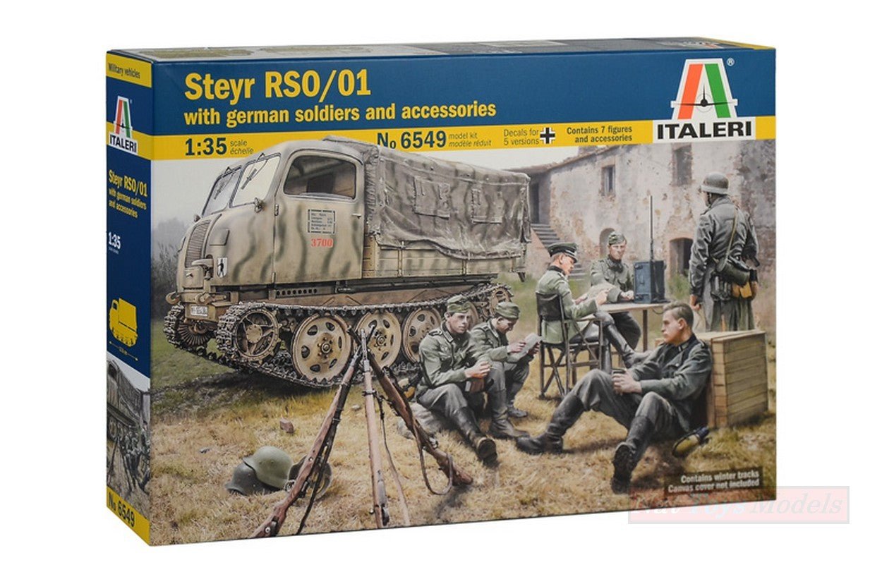 KIT DE MONTAGE À L'ÉCHELLE COMPATIBLE AVEC STEYR RSO/01 AVEC SOLDATS ALLEMAND ET KIT D'ACCESSOIRES 1:35 ITALERI IT6549