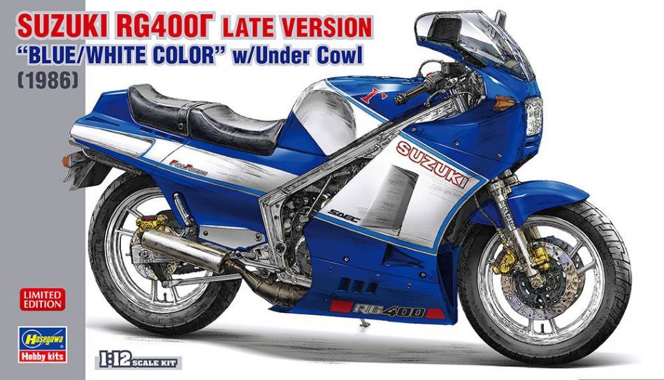 KIT DA MONTARE IN SCALA COMPATIBILE CON SUZUKI RG400G LATE VERSION BLUE/WHITE COLOR W/UNDER COW KIT 1:12 HASEGAWA HA21739