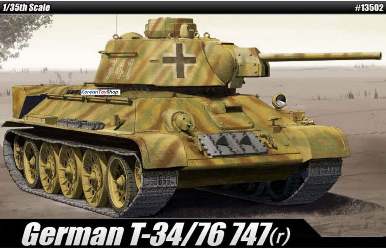 KIT DE MONTAGE À L'ÉCHELLE COMPATIBLE AVEC T-34 747 (R) KIT VERSION ALLEMANDE 1:35 ACADEMY ACD13502