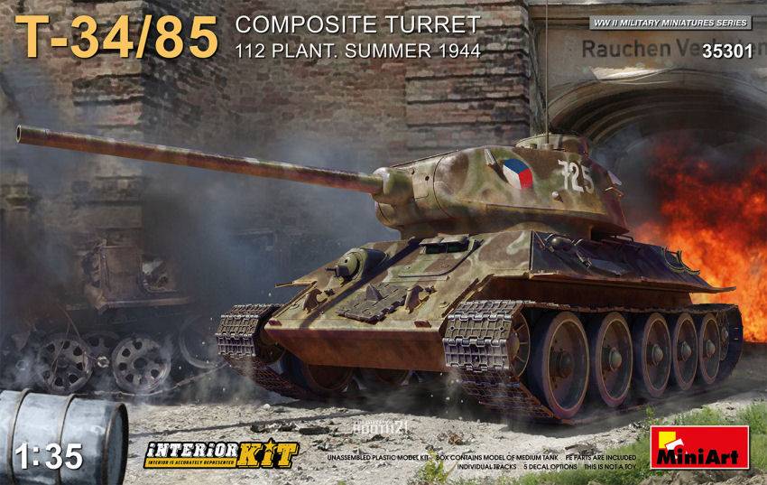 KIT DA MONTARE IN SCALA COMPATIBILE CON T-34-85 COMPOSITE TURRET 112 Plant.SUMMER 1944 INTERIOR KIT 1:35 MINIART MIN35301