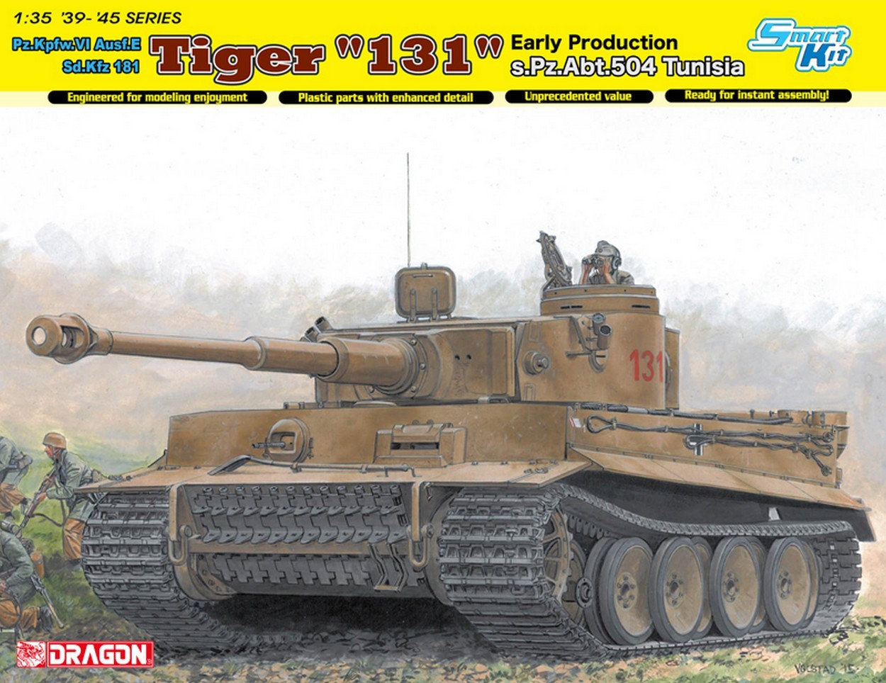 KIT DE MONTAGE À L'ÉCHELLE COMPATIBLE AVEC TIGER I 131 PREMIÈRE PRODUCTION S.PZ.ABT.504 KIT TUNISIE 1:35 DRAGON D6820