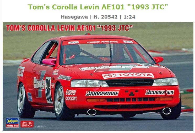 KIT DE MONTAGE À L'ÉCHELLE COMPATIBLE AVEC TOM'S COROLLA LEVIN AE101 1993 JTC KIT 1:24 HASEGAWA HA20542
