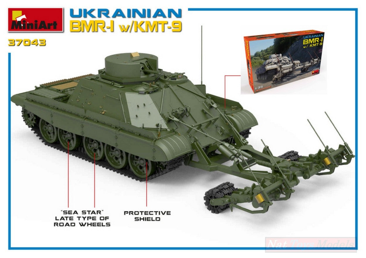 KIT D'ASSEMBLAGE À L'ÉCHELLE COMPATIBLE AVEC LE KIT UKRAINIEN BMR-1 W/KMT-9 1:35 MINIART MIN37043