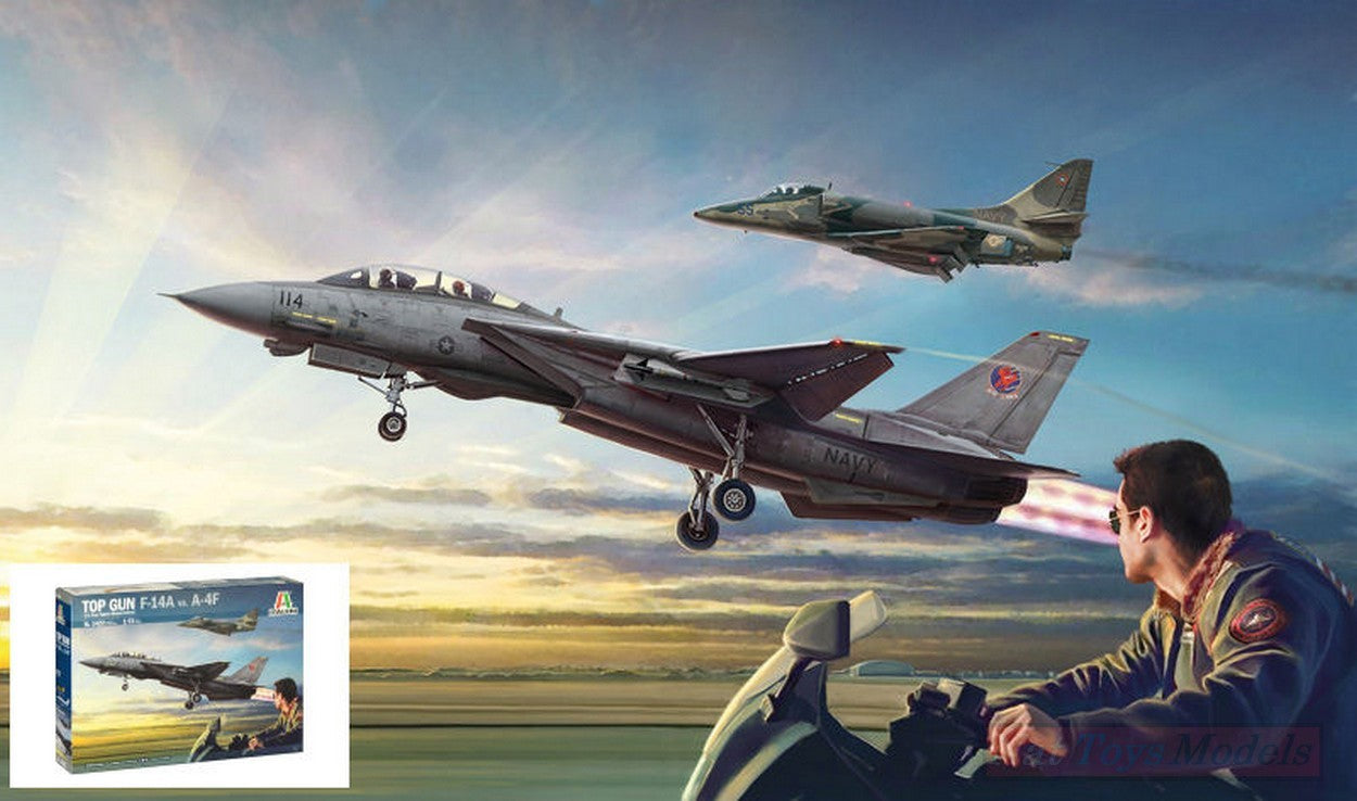 KIT DA MONTARE IN SCALA COMPATIBILE CON US NAVY FIGHTER WEAPONS SCHOOL TOP GUN F-14A vs A4M KIT 1:72 ITALERI IT1422
