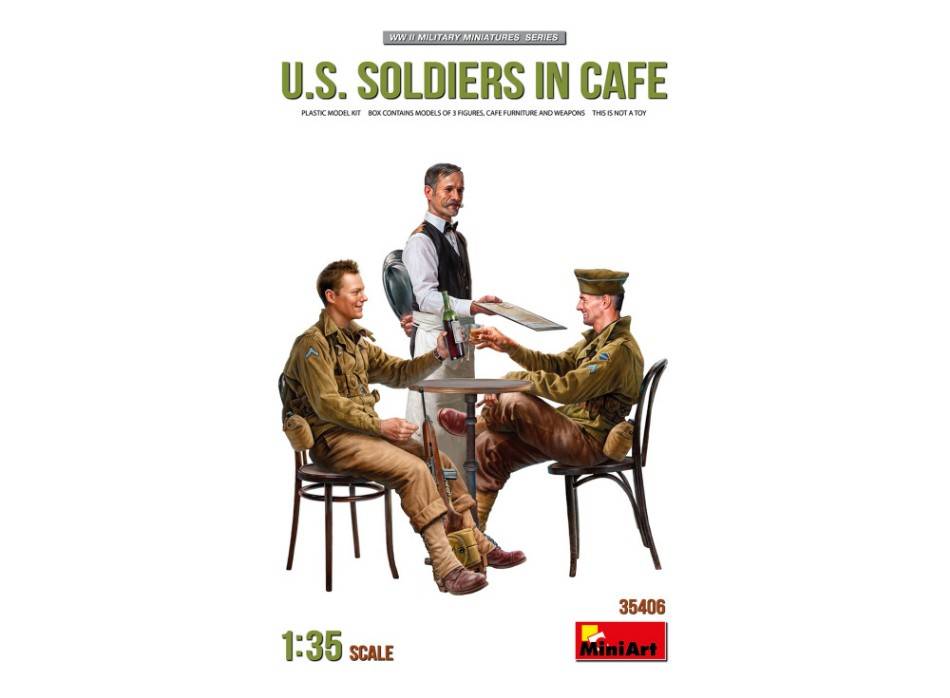 KIT DA MONTARE IN SCALA COMPATIBILE CON U.S. SOLDIERS IN CAFE' KIT 1:35 MINIART MIN35406