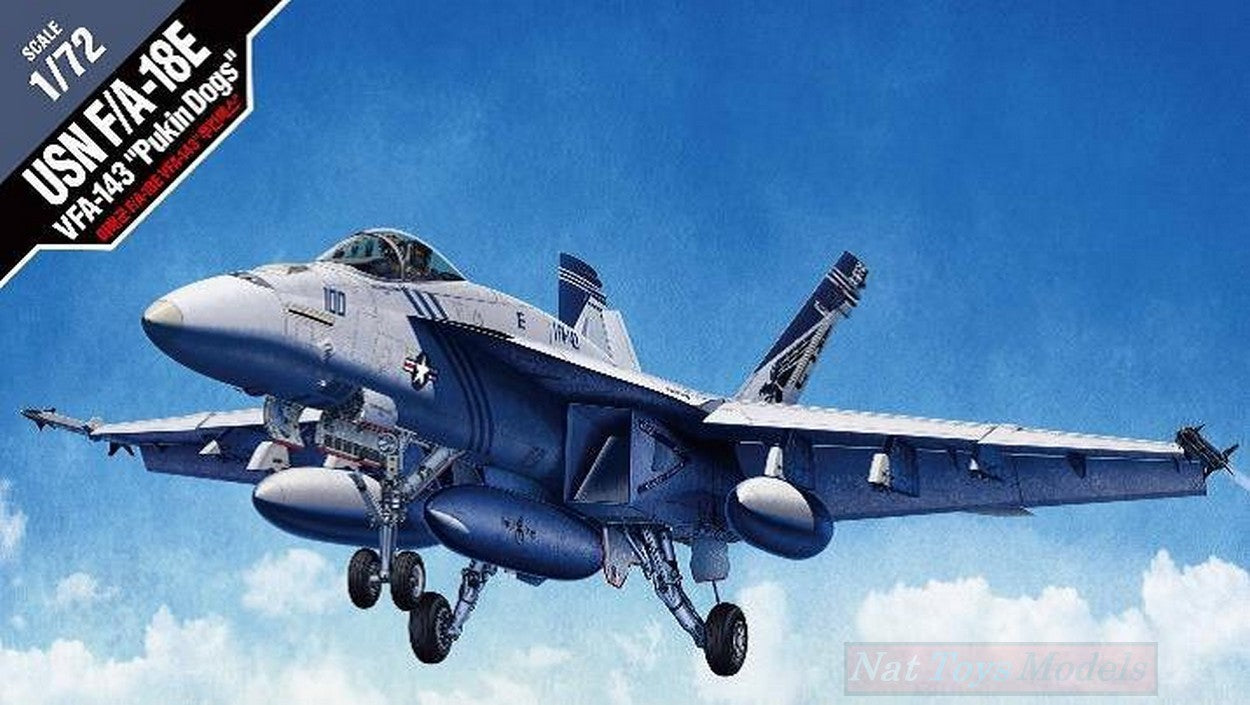 KIT D'ASSEMBLAGE À L'ÉCHELLE COMPATIBLE AVEC LE KIT DE CHIENS PUKIN USN F7A-18E VFA-143 1:72 ACADEMY ACD12547