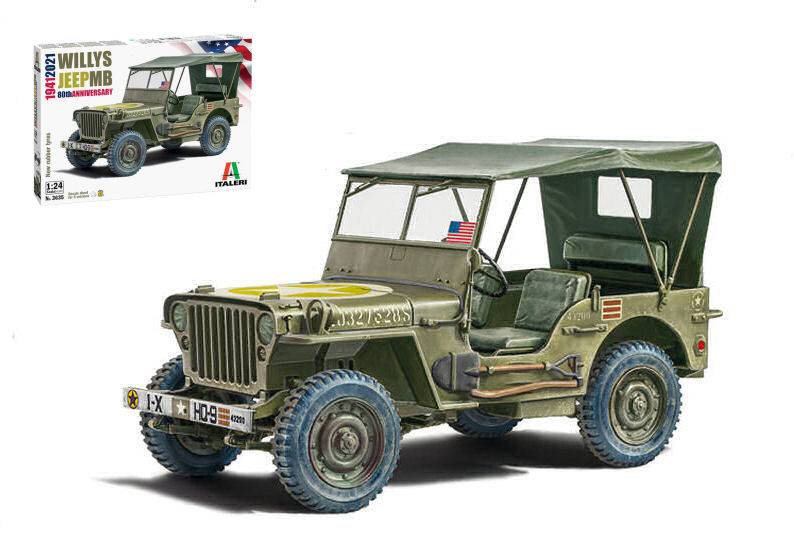 SCALE ASSEMBLY KIT COMPATIBLE WITH WILLYS JEEP MB 80th YEAR ANNIVERSARY KIT 1:24 ITALERI IT3635