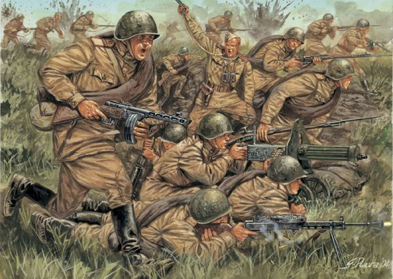 KIT D'ASSEMBLAGE À L'ÉCHELLE COMPATIBLE AVEC LE KIT D'INFANTERIE RUSSE DE LA SECONDE GUERRE MONDIALE 1:72 ITALERI IT6057