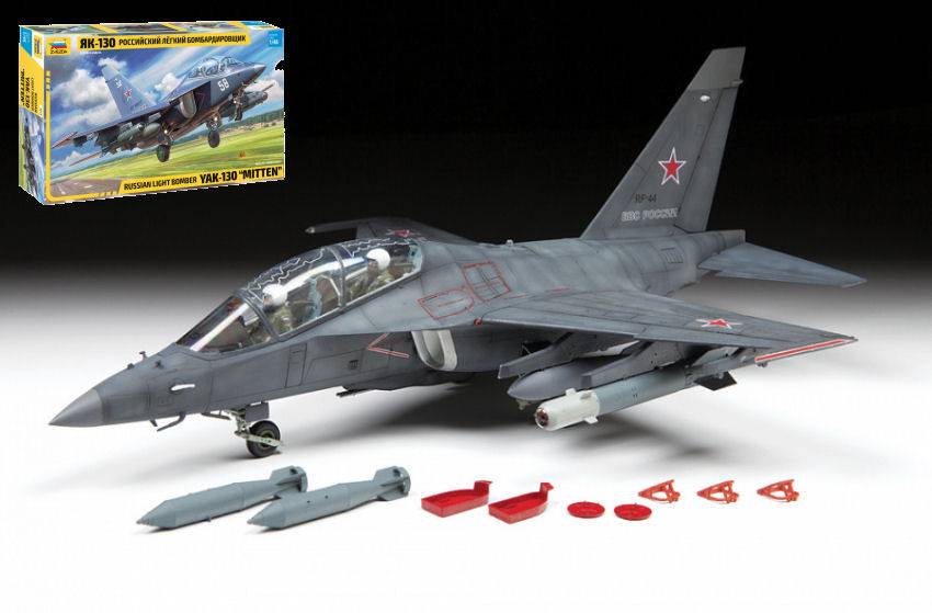 KIT DE MONTAGE À L'ÉCHELLE COMPATIBLE AVEC LE KIT DE BOMBER LÉGER RUSSE YAK-130 1:48 ZVEZDA Z4818