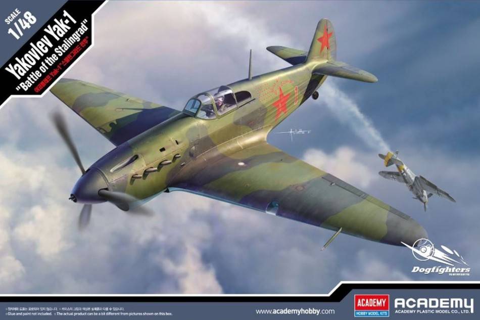 KIT DE MONTAGE À L'ÉCHELLE COMPATIBLE AVEC YAKOVLEV YAK-1 KIT BATAILLE DE STALINGRAD 1:48 ACADEMY ACD12343