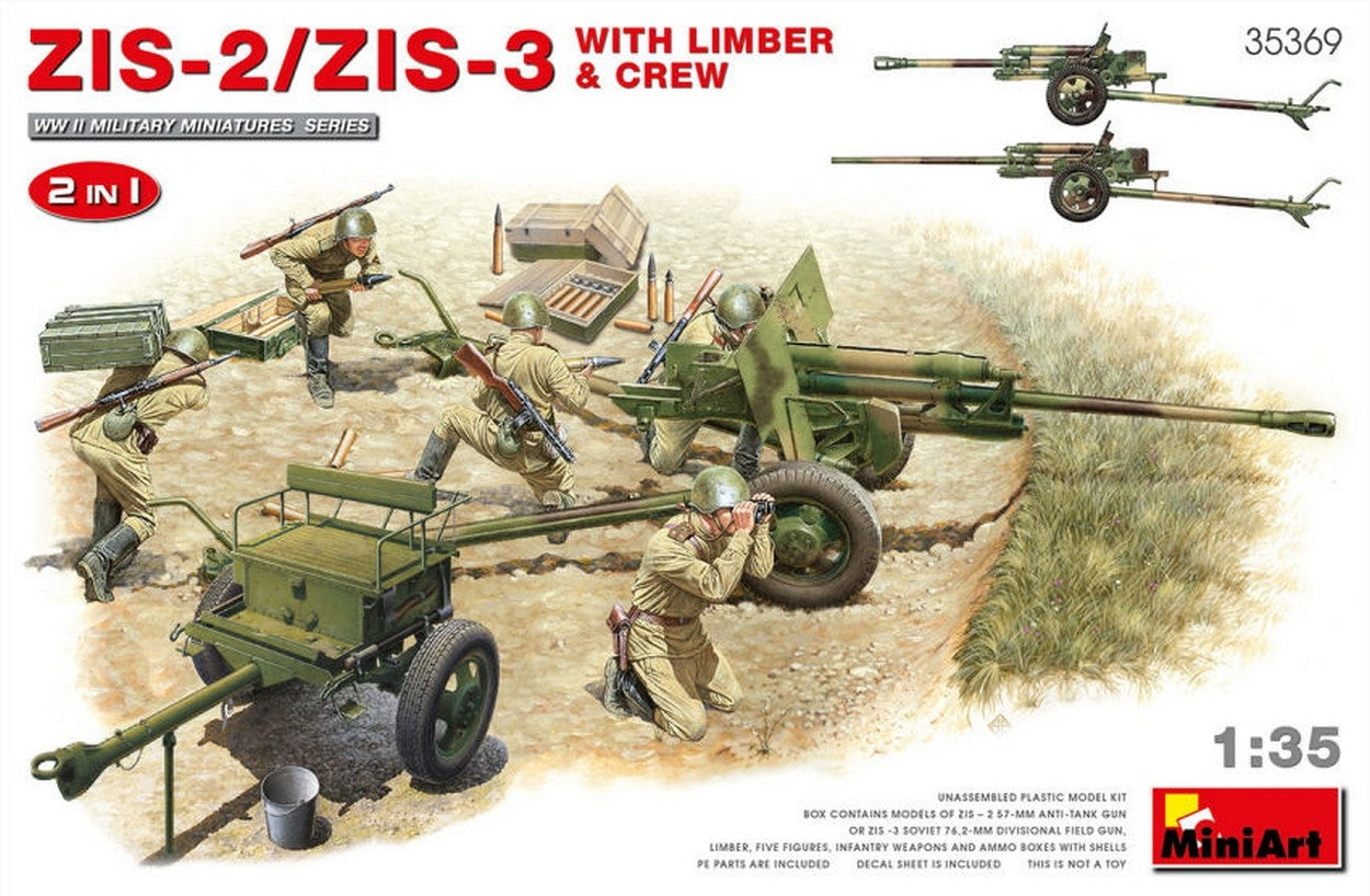 KIT DE MONTAGE À L'ÉCHELLE COMPATIBLE AVEC ZIS-2/ZIS-3AVEC LIMBER & CREW 2 EN 1 KIT 1:35 MINIART MIN35369