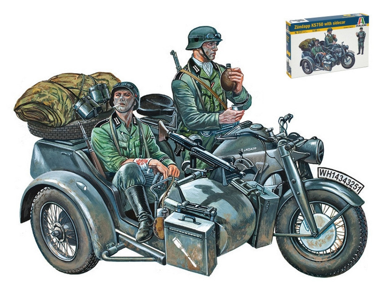 KIT DA MONTARE IN SCALA COMPATIBILE CON ZUNDAPP KS750 W/SIDECAR KIT 1:35 ITALERI IT0317
