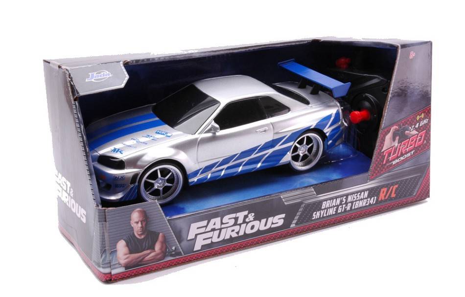MODEL SCALE COMPATIBLE WITH BRIAN'S 2002 NISSAN SKYLINE GTR R-34 FAST & FURIOUS RADIOCONTROL 1:24 JADA TOYS JADA253203018