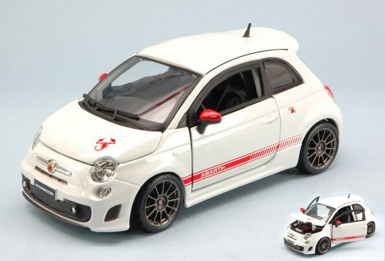 MODELLINO IN SCALA COMPATIBILE CON ABARTH NUOVA 500 ESSEESSE WHITE 1:24 BURAGO BU22121