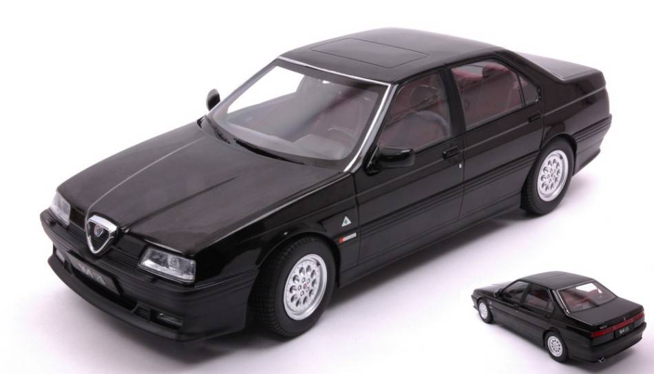 SCALE MODEL COMPATIBLE WITH ALFA ROMEO 164 Q4 1994 BLACK/DARK RED INTERIOR 1:18 TRIPLE 9 T9-1800322