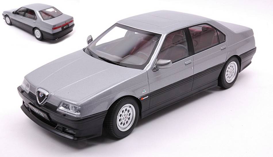 SCALE MODEL COMPATIBLE WITH ALFA ROMEO 164 Q4 1994 SILVER GRAY METALLIC/DARK RED INTERIOR 1:18 TRIPLE 9 T9-1800323