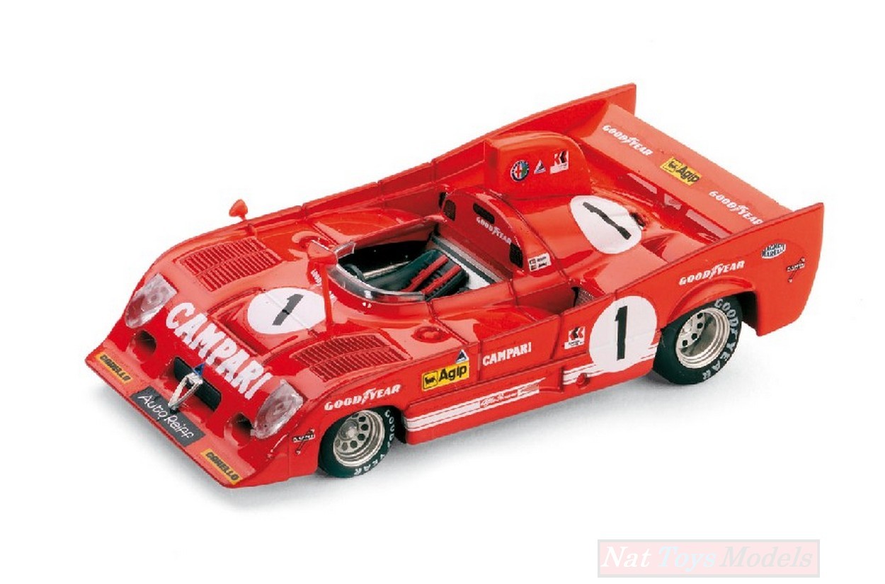 MODELLINO IN SCALA COMPATIBILE CON ALFA ROMEO 33 TT12 N.1 2nd 1000 KM SPA 1975 MERZARIO-ICKX 1:43 BRUMM BM0241