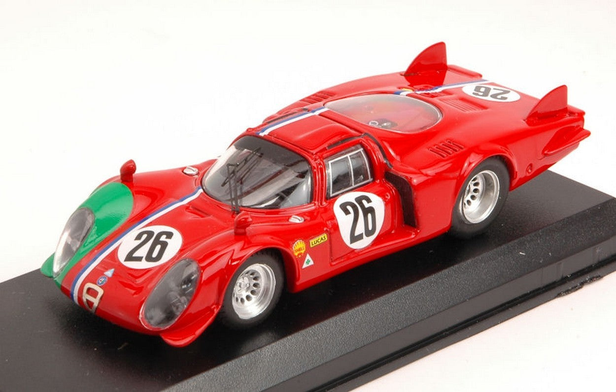 MODELLINO IN SCALA COMPATIBILE CON ALFA ROMEO 33.2 LM N.26 DNF 1000 KM MONZA 1968 G.GOSSELIN-S.TROSCH 1:43 BEST MODEL BT9632