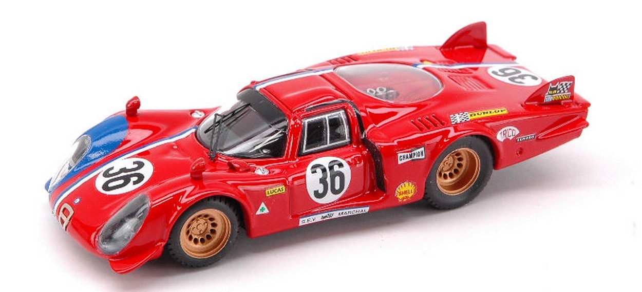 MODELLINO IN SCALA COMPATIBILE CON ALFA ROMEO 33.2 N.36 52th LM 1969 PILETTE- SLOTEMAKER 1:43 BEST MODEL BT9351
