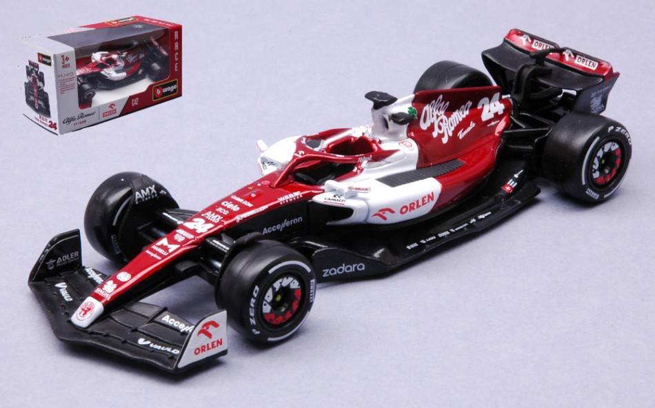 MODELLINO IN SCALA COMPATIBILE CON ALFA ROMEO F1 GUANYU ZHOU 2022 N.24 BAHRAIN GP 1:43 BURAGO BU38067Z