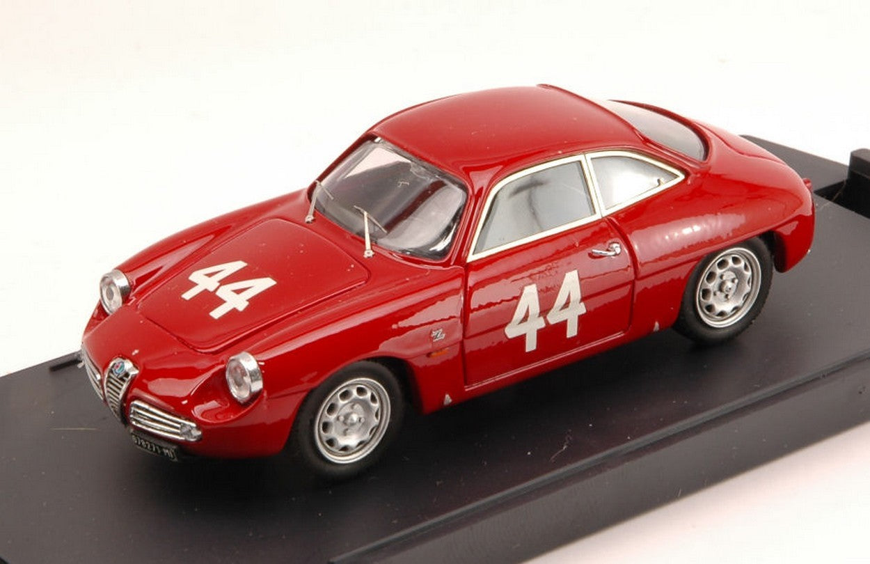 MODELLINO IN SCALA COMPATIBILE CON ALFA ROMEO GIULIETTA SZ N.44 RETIRED TARGA FLORIO 1960 KIM PEDRETTI 1:43 BANG BG7217