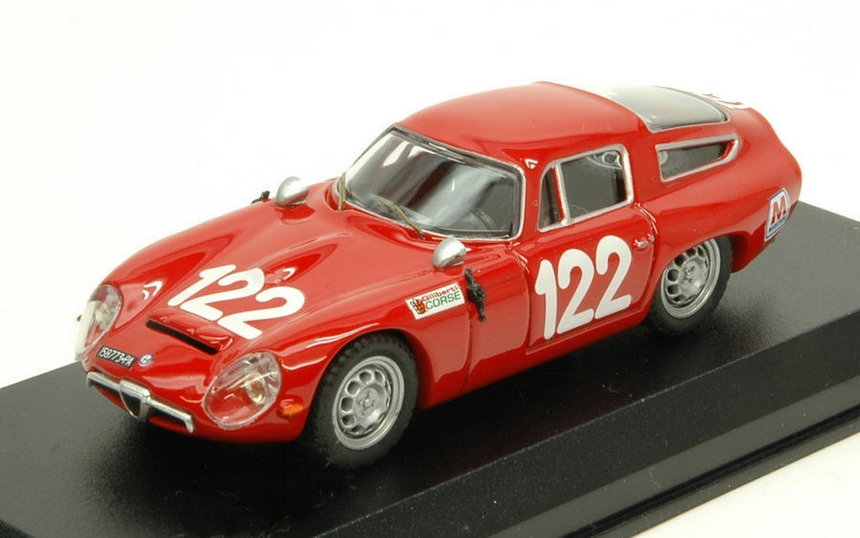 MODELLINO IN SCALA COMPATIBILE CON ALFA ROMEO TZ1 N.122 28th TARGA FLORIO 1966 LO PICCOLO-SUTERA 1:43 BEST MODEL BT9649