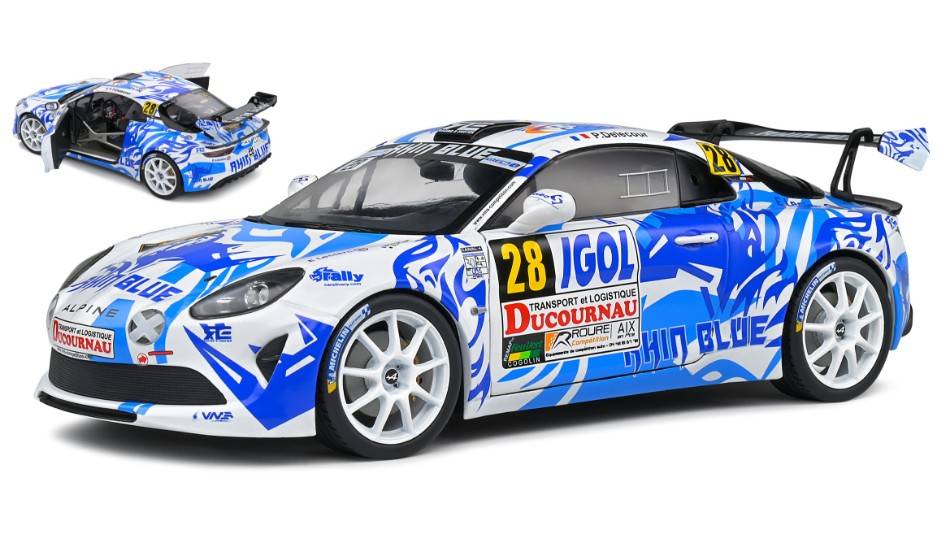 MODÈLE RÉDUIT COMPATIBLE AVEC ALPINE A110 N.28 RALLYE DU VAR 2021 VERSION NUIT DELEC./DE CASTELLI 1:18 SOLID SL1801624