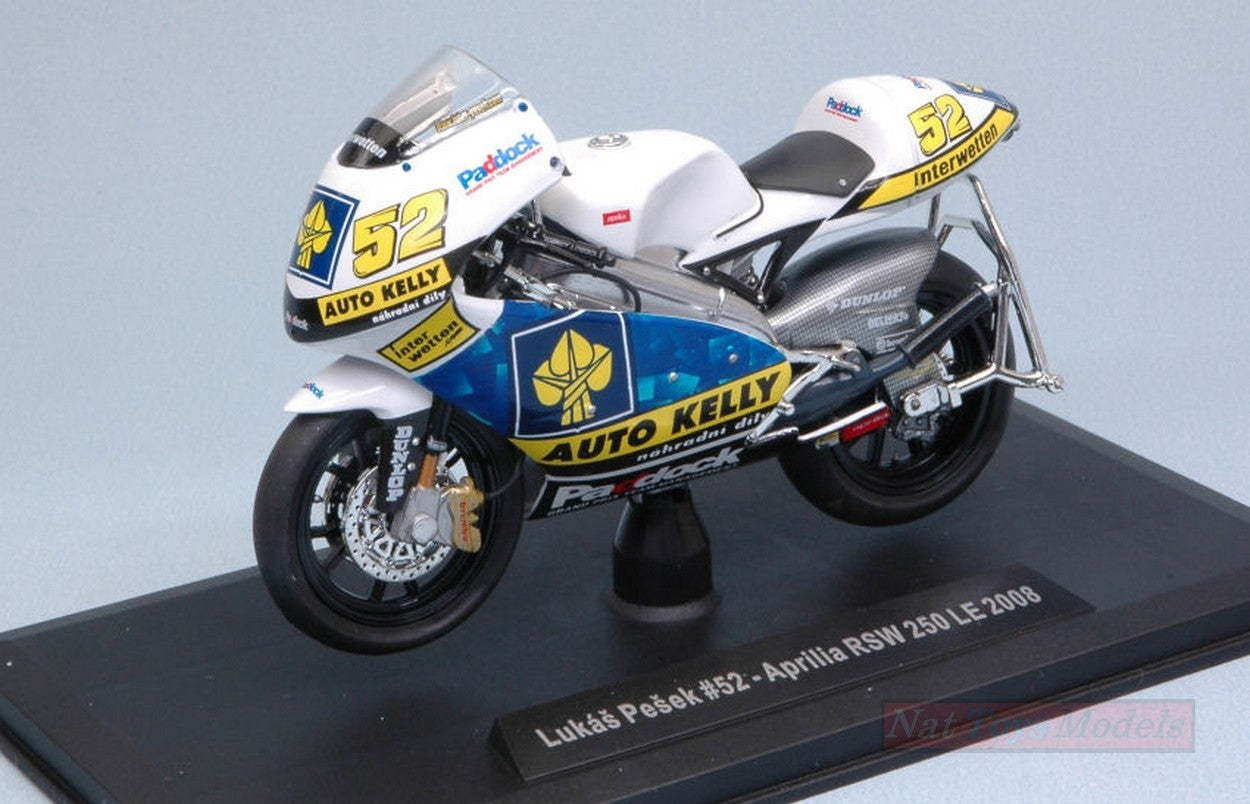 MODELLINO IN SCALA COMPATIBILE CON APRILIA RSW 250 LUKAS PESEK 2008 N.52 1:18 ABREX MODEL ABM005