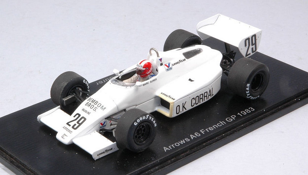 SCALE MODEL COMPATIBLE WITH ARROWS A6 MARC SURER 1983 N.29 FRENCH GP 1:43 SPARK MODEL S5781