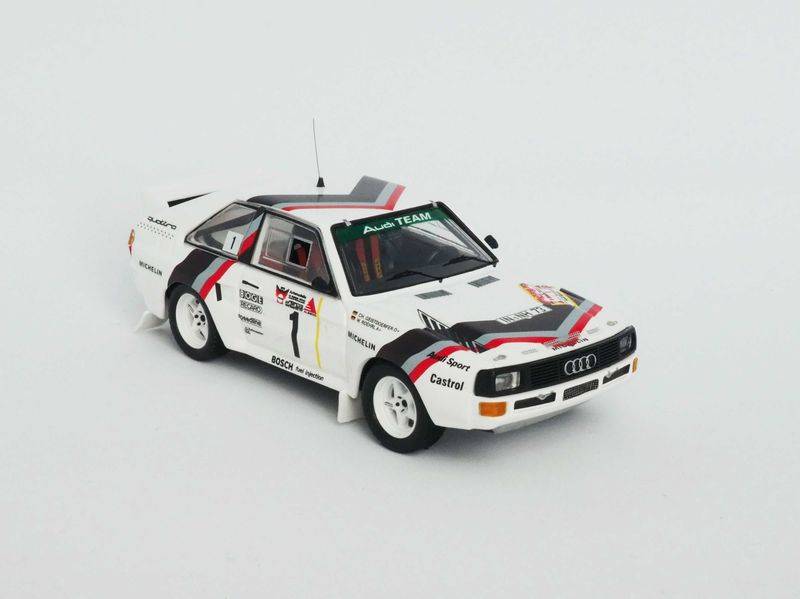 MODELE REDUIT COMPATIBLE AVEC AUDI QUATTRO N.1 1er 3 STADTE RALLY 1984 ROHRL-GEIST.START VERSION 1:43 TROFEU TFRRDE28