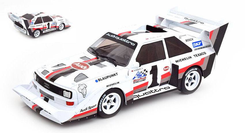 MODELLINO IN SCALA COMPATIBILE CON AUDI QUATTRO S1 N.1 PIKES PEAK 1987 WALTER ROHRL 1:18 CMR CLASSIC MODEL REPLICARS CMR205