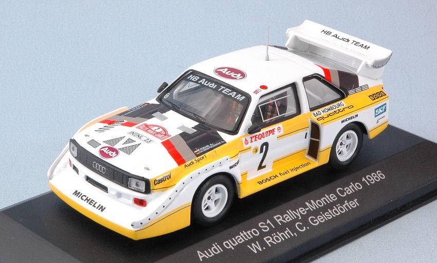 MODÈLE RÉDUIT COMPATIBLE AVEC AUDI QUATTRO S1 N.2 4ème MONTE CARLO 1986 W.ROHRL-C.GEISTDORFER 1:43 CMR REPLICARS WRC003