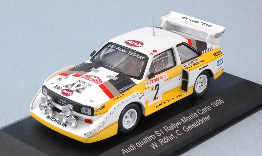 MODELLINO IN SCALA COMPATIBILE CON AUDI QUATTRO S1 N.2 4th MONTE CARLO 1986 W.ROHRL-C.GEISTDORFER N.V.1:43 CMRWRC003B