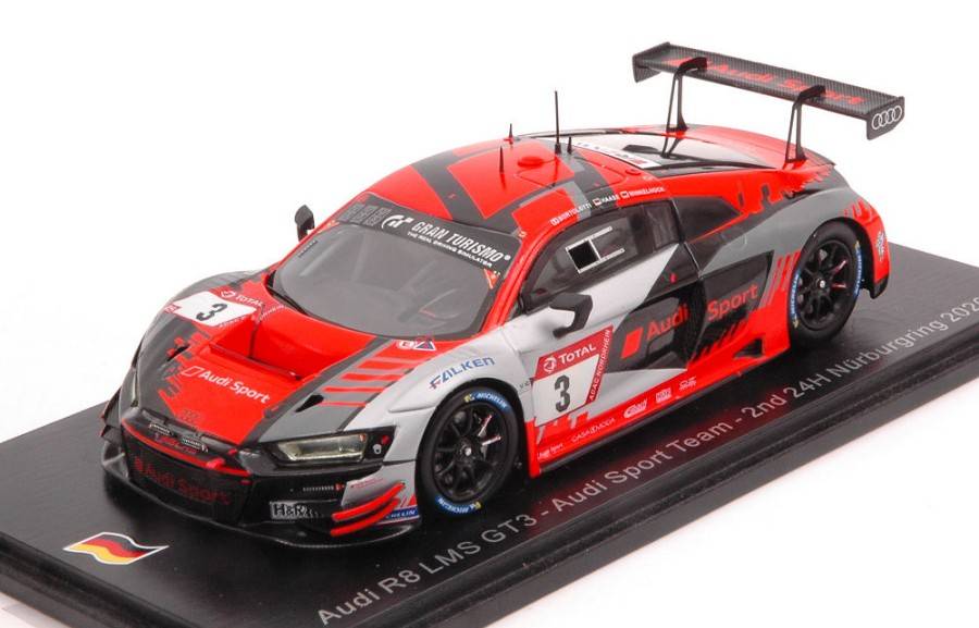 MODELE REDUIT COMPATIBLE AVEC AUDI R8 GT3 N.3 2ème 24 H NURBURGRING 2020 BORTOLOTTI-HAASE-WINKELHOCK 1:43 SPARK MODEL SG681