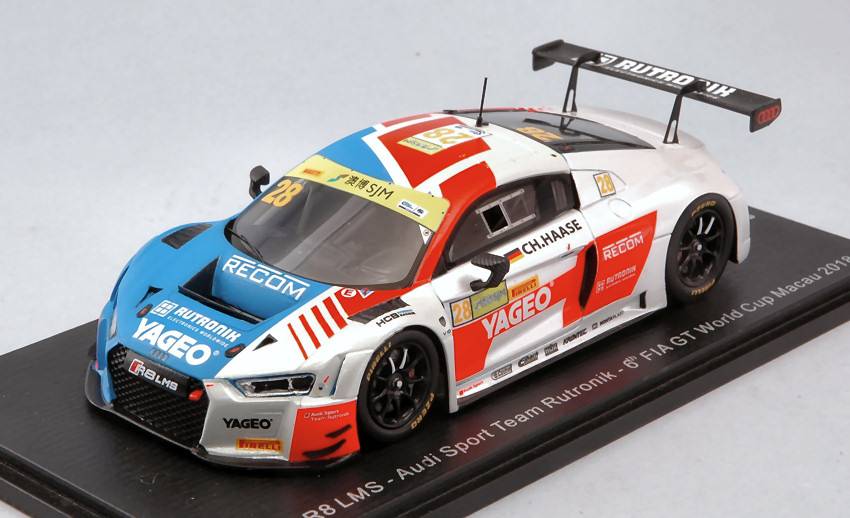MODELE REDUIT COMPATIBLE AVEC AUDI R8 LMS N.28 FIA GT WORLD CUP MACAU 2018 C.HAASE 1:43 SPARK MODEL SA166