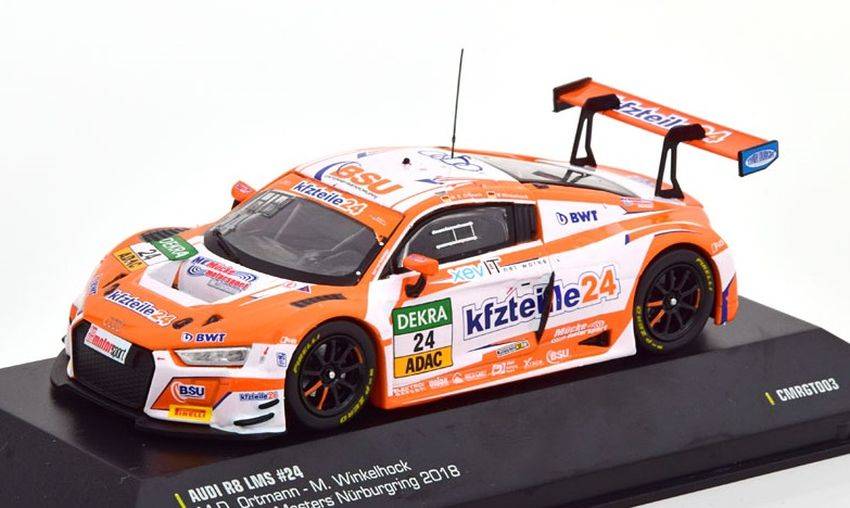 MODELE REDUIT COMPATIBLE AVEC AUDI R8 N.24 ADAC GT NURBURGRING 2018 MDORTMANN-M.WINKELHOCK 1:43 CMRCMRGT003