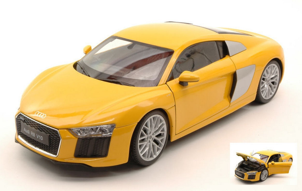 MODELLINO IN SCALA COMPATIBILE CON AUDI R8 V10 2016 YELLOW 1:18 WELLY WE18052Y