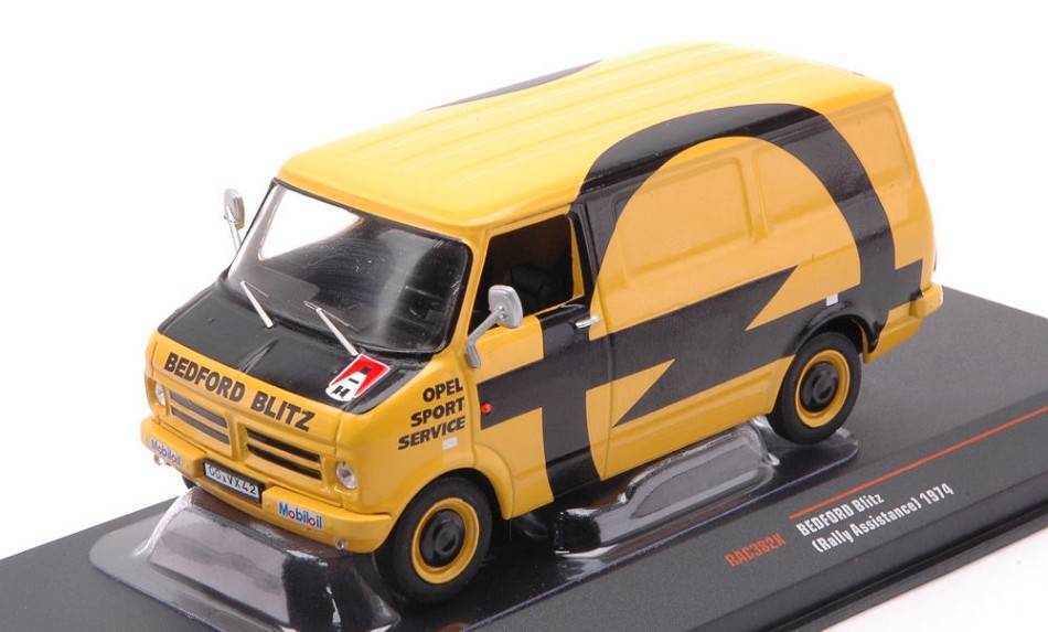 MODELLINO IN SCALA COMPATIBILE CON BEDFORD BLITZ OPEL EURO HANDLER TEAM 1974RALLY ASSISTANCE VAN 1:43 IXO MODEL RAC382X