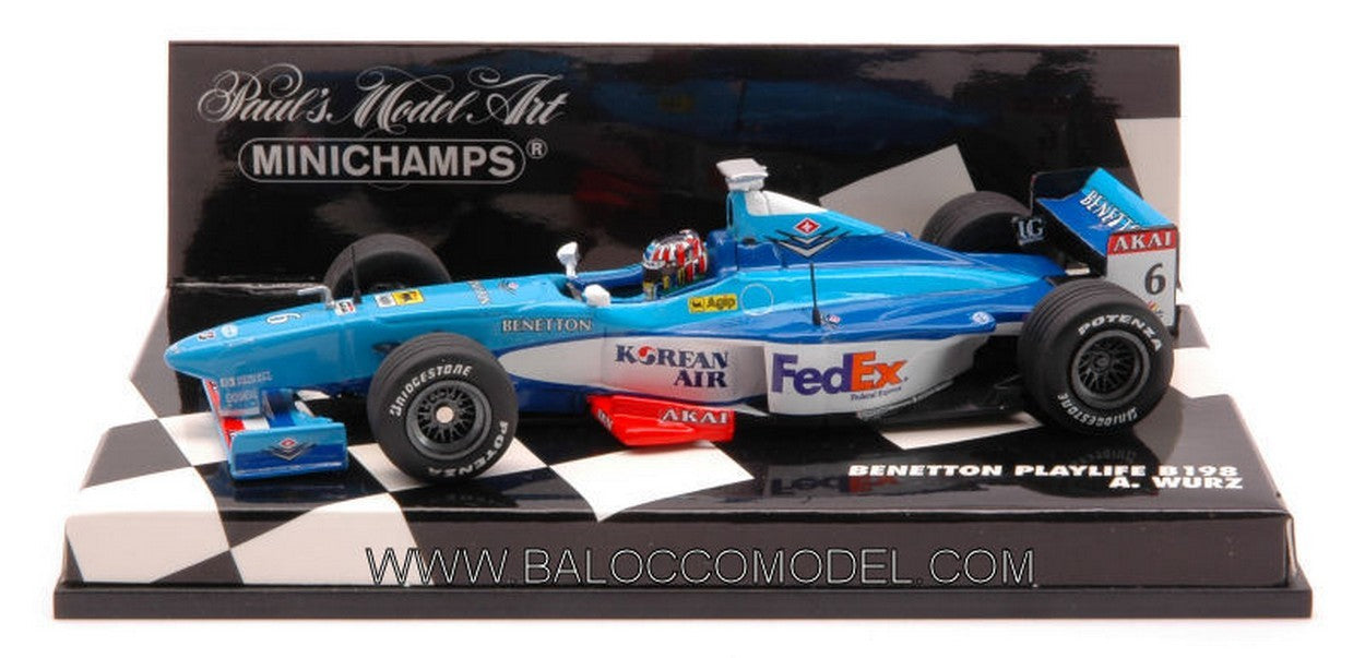 MODELE REDUIT COMPATIBLE AVEC BENETTON B 198 A.WURZ 98 1:43 MINICHAMPS PM430980006