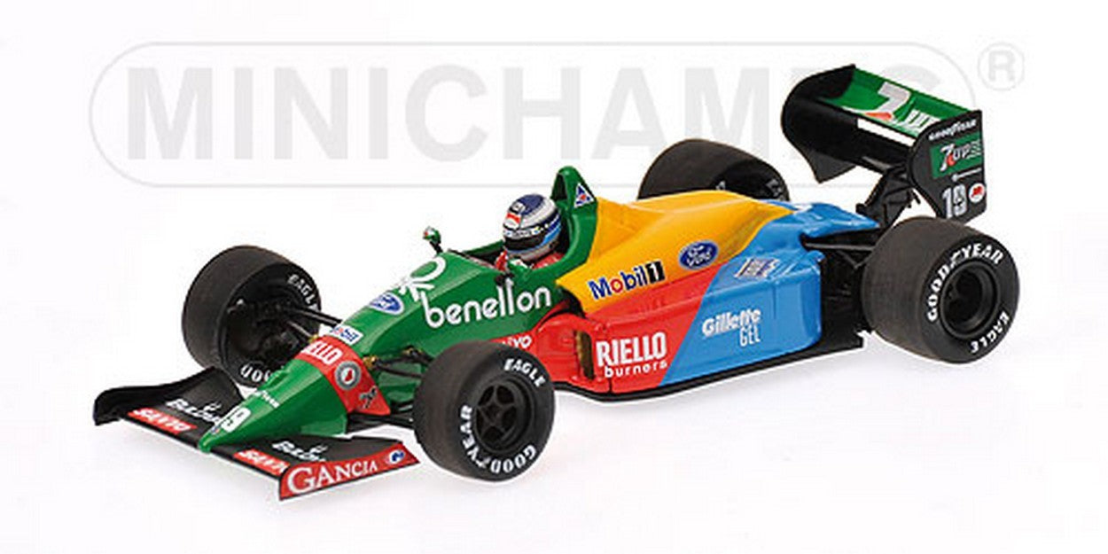 MODELLINO IN SCALA COMPATIBILE CON BENETTON M.HAKKINEN 1990 SILVERSTONE GP 1:43 MINICHAMPS PM400890219