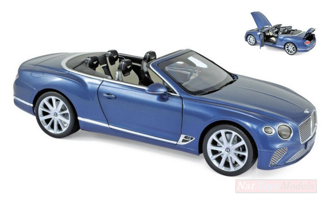 MODÈLE RÉDUIT COMPATIBLE AVEC BENTLEY CONTINENTAL GTC 2019 BLUE CRYSTAL 1:18 NOREV NV182785