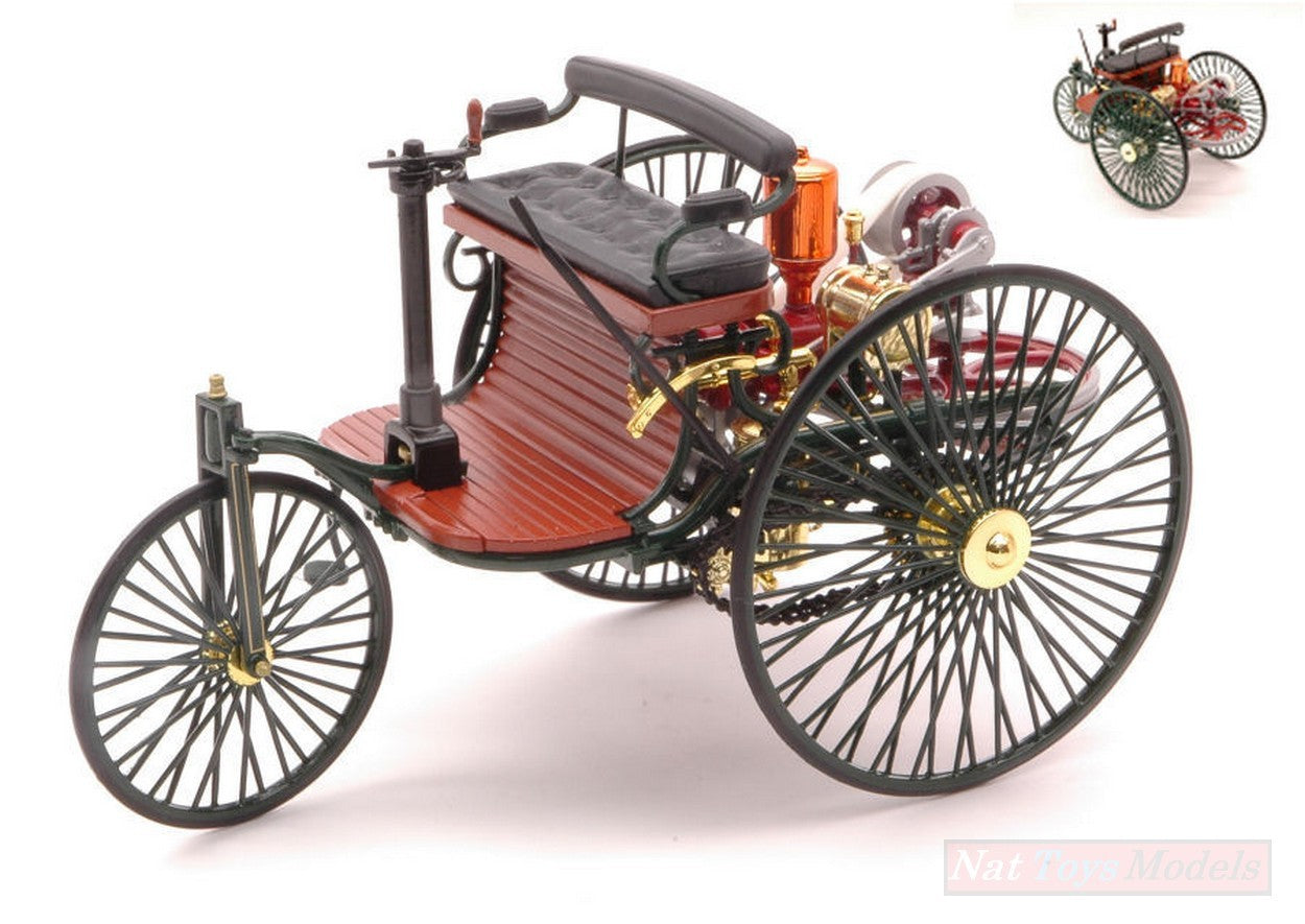 MODELLINO IN SCALA COMPATIBILE CON BENZ PATENT MOTORWAGEN (VELOCIPED) 1886 1^AUTO DELLA STORIA 1:18 REPR. NOREV NV183701
