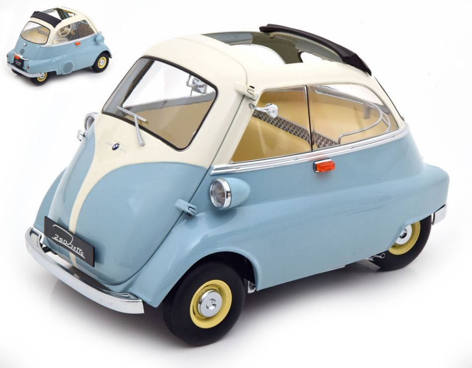 MODELLINO IN SCALA COMPATIBILE CON BMW 250 ISETTA 1959 LIGHT BLUE/WHITE 1:12 KK SCALE KKDC120044