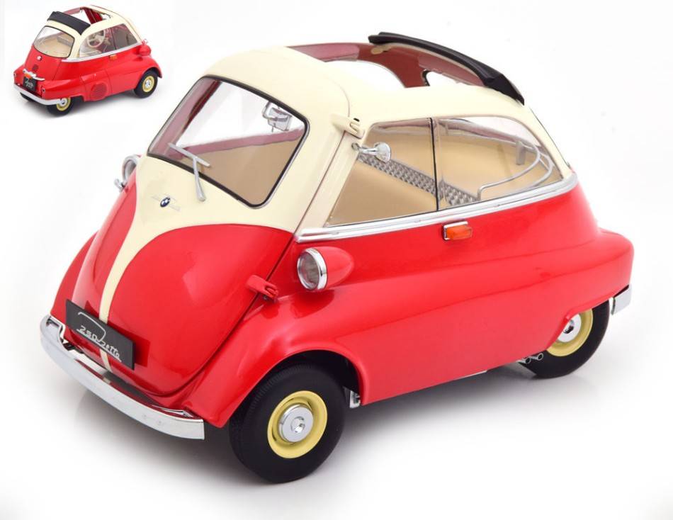 MODÈLE RÉDUIT COMPATIBLE AVEC BMW 250 ISETTA 1959 ROUGE/BLANC 1:12 KK ÉCHELLE KKDC120043