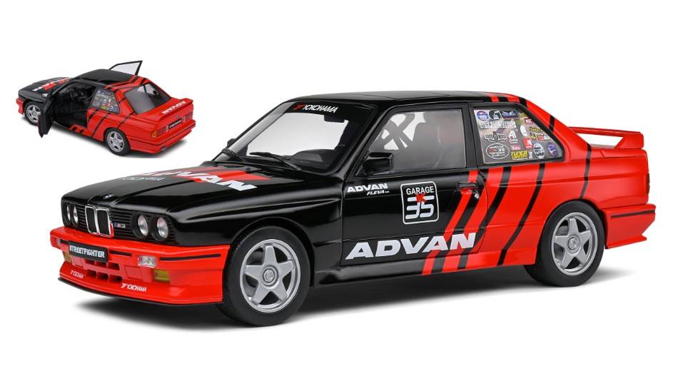 SCALE MODEL COMPATIBLE WITH BMW E30 M3 DRIFT TEAM 1990 BLACK/RED 1:18 SOLID SL1801521